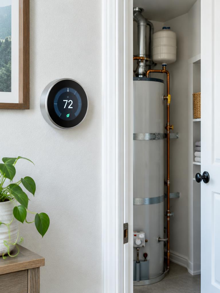 Home thermostat and water heater system
